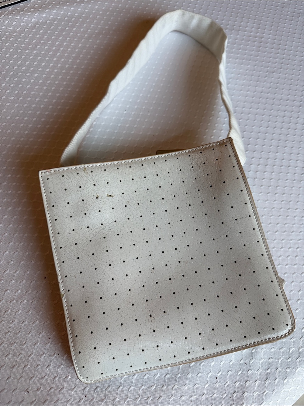 Francesco Biasia vintage White Perforated Shoulder Bag